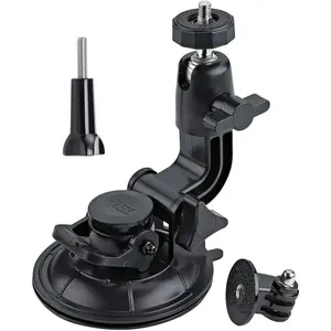 Action Camera Suction Cup Mount Windshield Camera Holder Tripod Adapter with 1/4" Screw Compatible with Gopro Hero 13 12 11 10 9/AKASO EK7000/Brave 4/Dragon Touch/DJI OSMO/Insta360 X3 x2