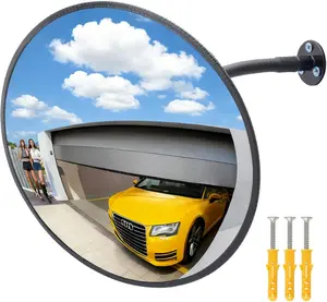 11.8 inch 2mm Thick Acrylic Convex Mirror - Adjustable Wide Angle View Indoor Security Mirror for Garage Parking Warehouse Office and Corner Security Traffic, and Addressing Corner Blind Spot Areas