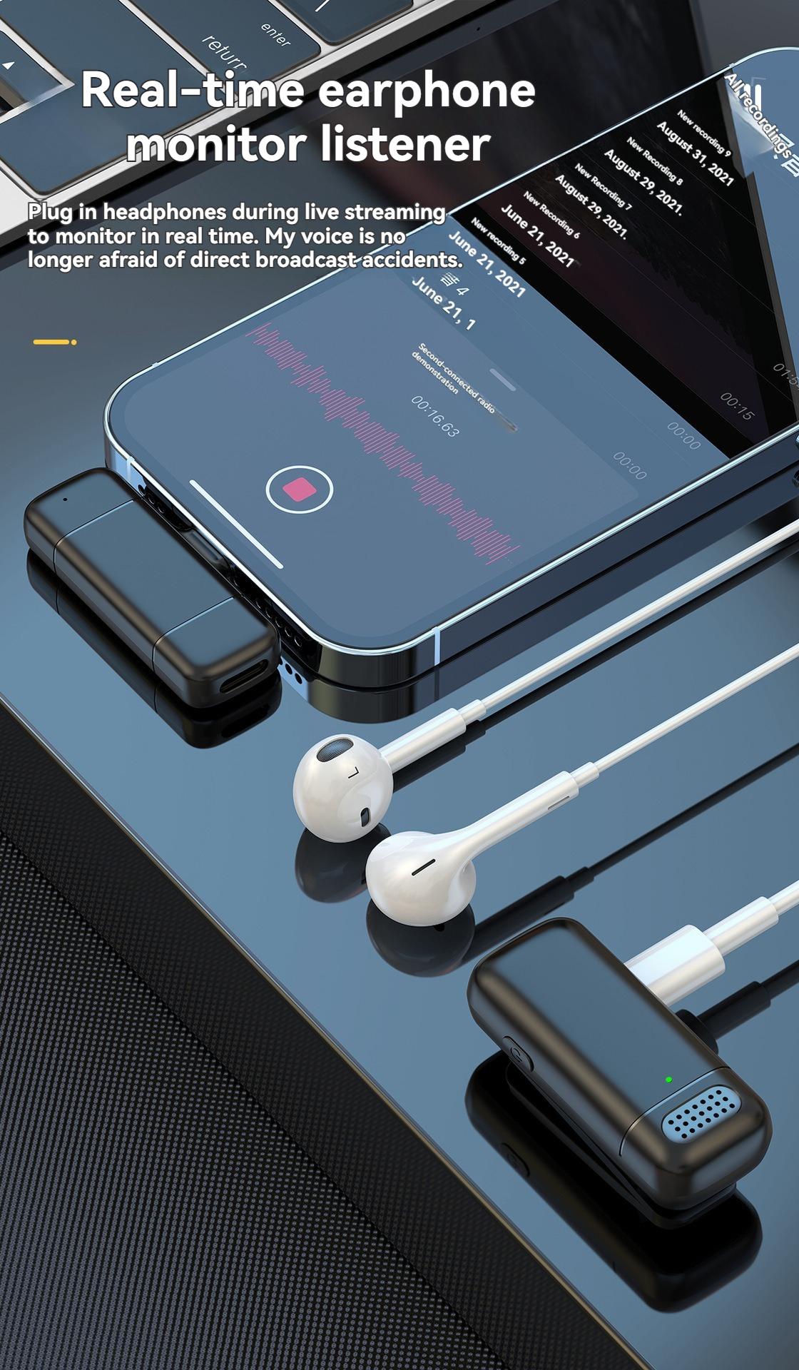 Wireless,Omnidirectional,Lapel,Microphone Wireless collar microphone with charging case