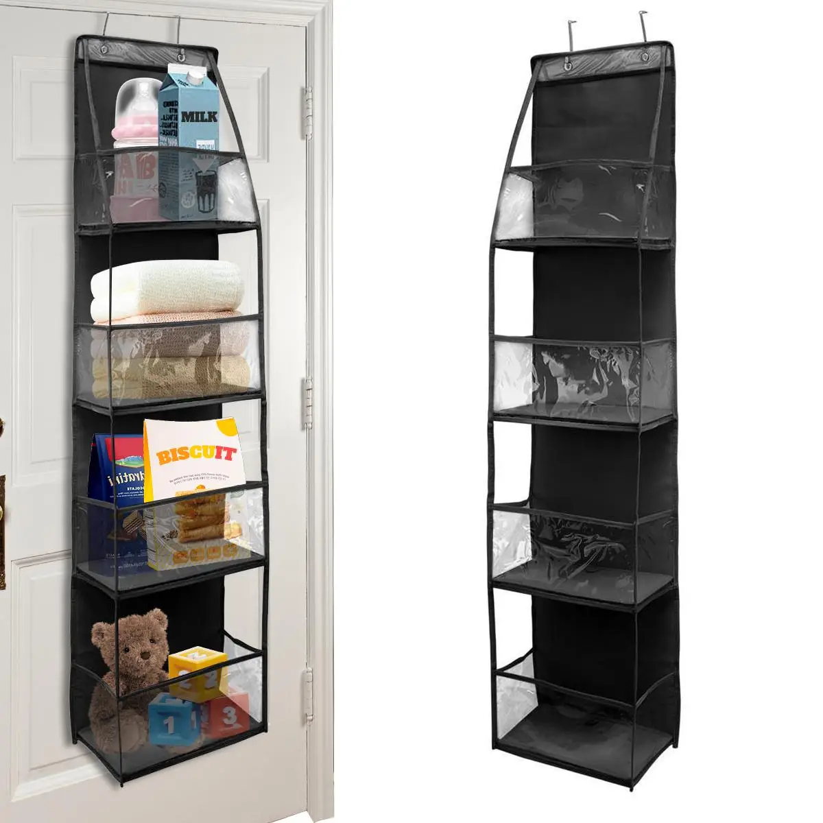 Multi-layer Fabric Hanging Bag, 1 Count Christmas Decor Door Back Multi-layer Storage Bag, Household Storage Organizer for Clothes Underwear Toys, Hom