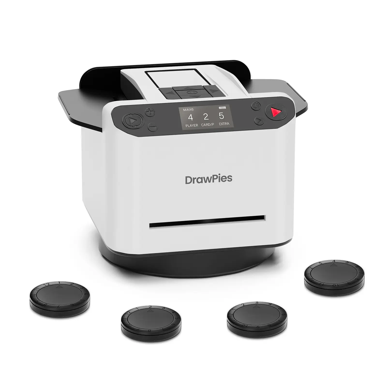 DrawPies 2-in-1 Compact Automatic Card Shuffler & Dealer Machine 2025 - 1-12 Players, 360° Rotatable, Remote Call, Ultra-Quiet, Rechargeable, Easy Setup for Party Games, 5 Crowns, Party Cards Game