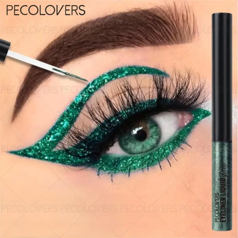 1pc Dazzling Golden Glitter Eyeliner Cosmetic - Effortless Application Intensifies Eye Charm, Ultra-Shiny Metallic Finish, Ideal for Live Performances, Makeup Demos & Selfies - Long-Lasting Shimmer Liquid Eyeliner