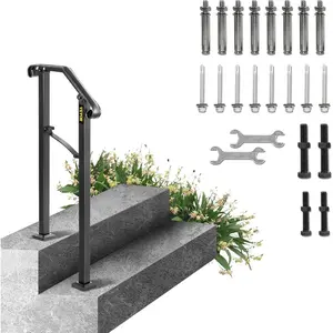 VEVOR Handrail for Outdoor Steps, 3-4 Steps White Round Outdoor Handrail, Adjustable Aluminum Staircase Handrail, Thickened Stair Railings for Porch Railing, Deck HandrailVEVOR Super Brand Day