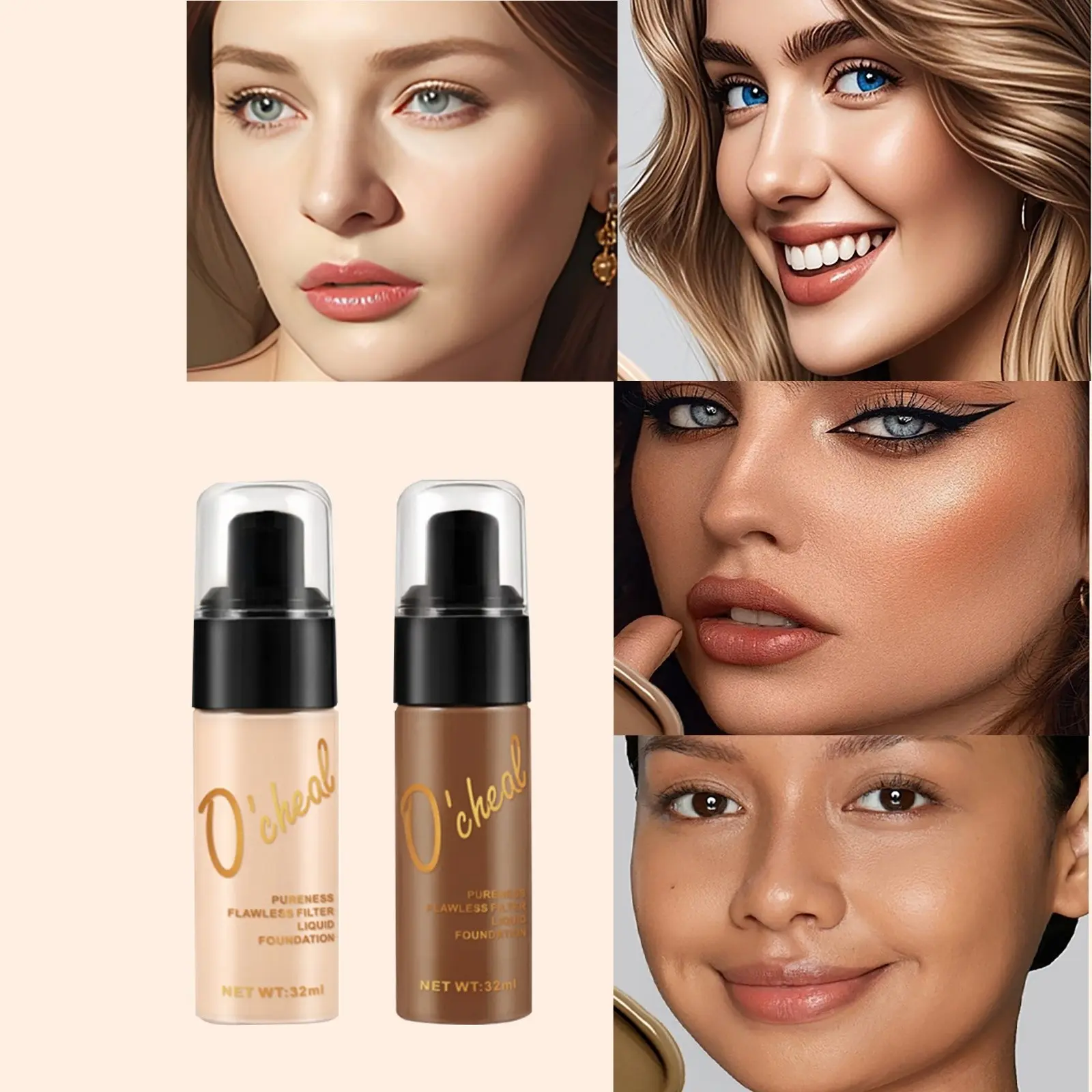 4 Shades Deep Skin Tone Concealer Foundation, Long-Lasting Waterproof Tinted Bb Cream, Matte Finish, Non-Shedding, Natural Look, Perfect Fit
