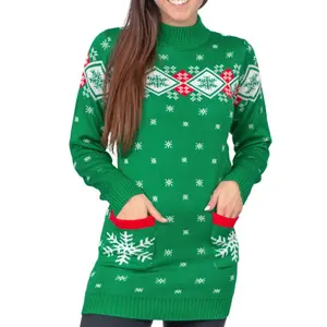 Festive Snowflakes Womens Ugly Christmas Sweater Dress