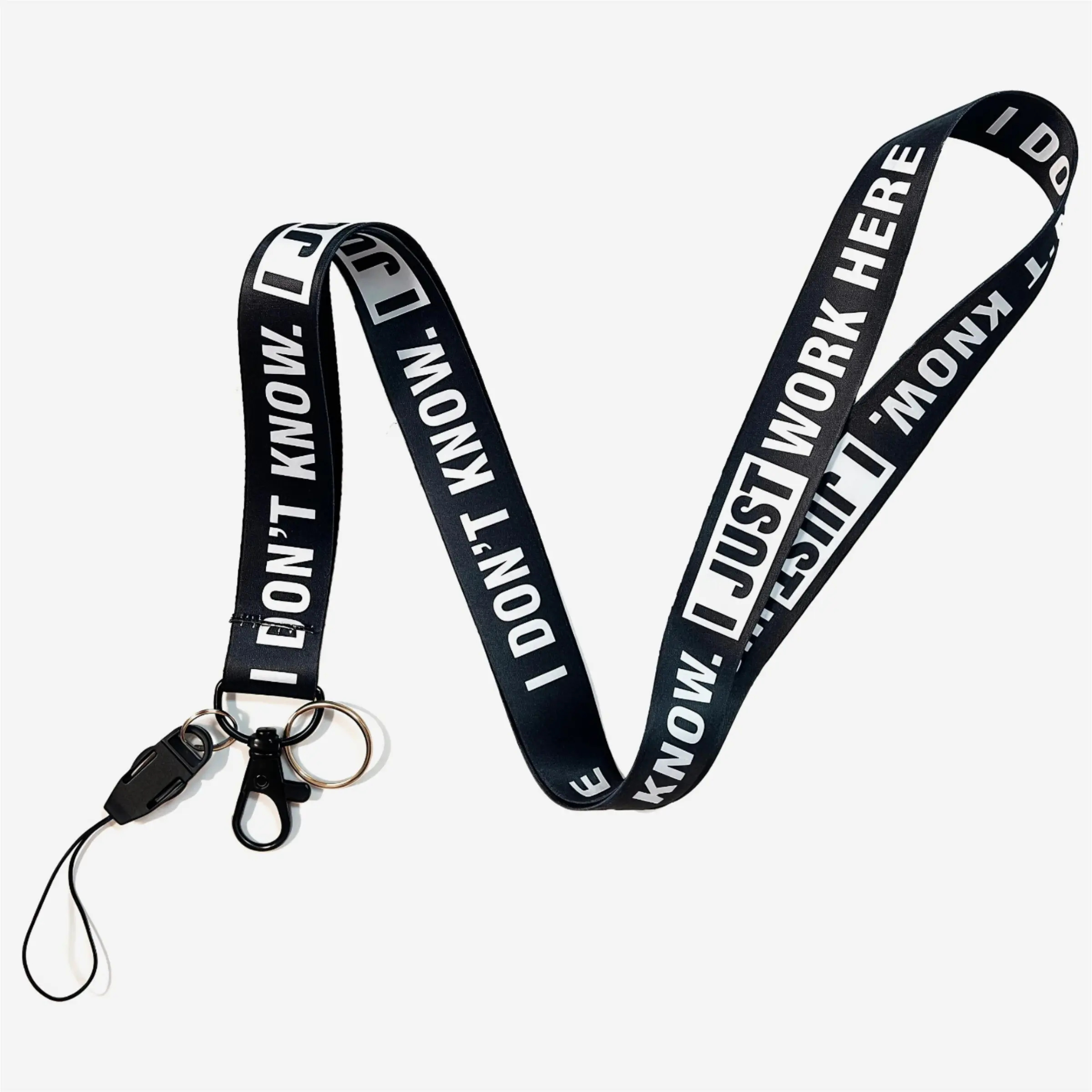 I DON'T KNOW I JUST WORK HERE Network Trendy Word Lanyard, Emotion Lanyard, Matched Lanyard, Personalized Lanyard, Work ID Badge Holder, Phone Strap, Cute Polyester Belt Neck Lanyard, Lanyard For Id Badge, Badge Holder With Lanyard