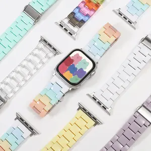 Rainbow Clear Acrylic Resin Strap for Apple Watch 1-8, Lightweight Straight Design Wristband