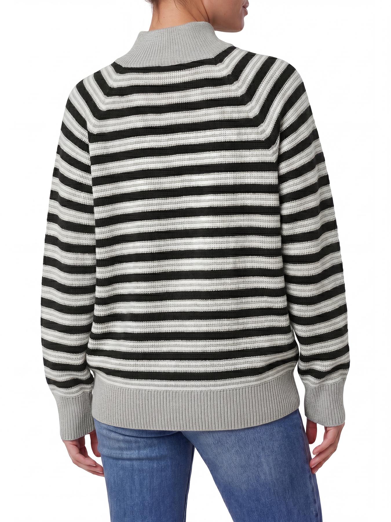 Wodubu Women's Knitwear Sweaters - Half-Zip Striped Ribbed Knit Tops, Long Sleeves, Casual Oversized Fit, Style Options: Mock Neck, V-Neck, 2026 Fall Winter Clothes