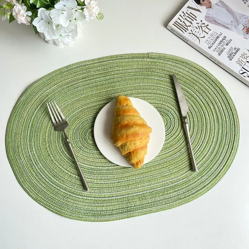 1/4/6/10PCS Oval Table Mats Braided Placemats for Dining Tables Natural Woven Oversized Place Mats Set 테이블매트 Салфетки На Стол NONE