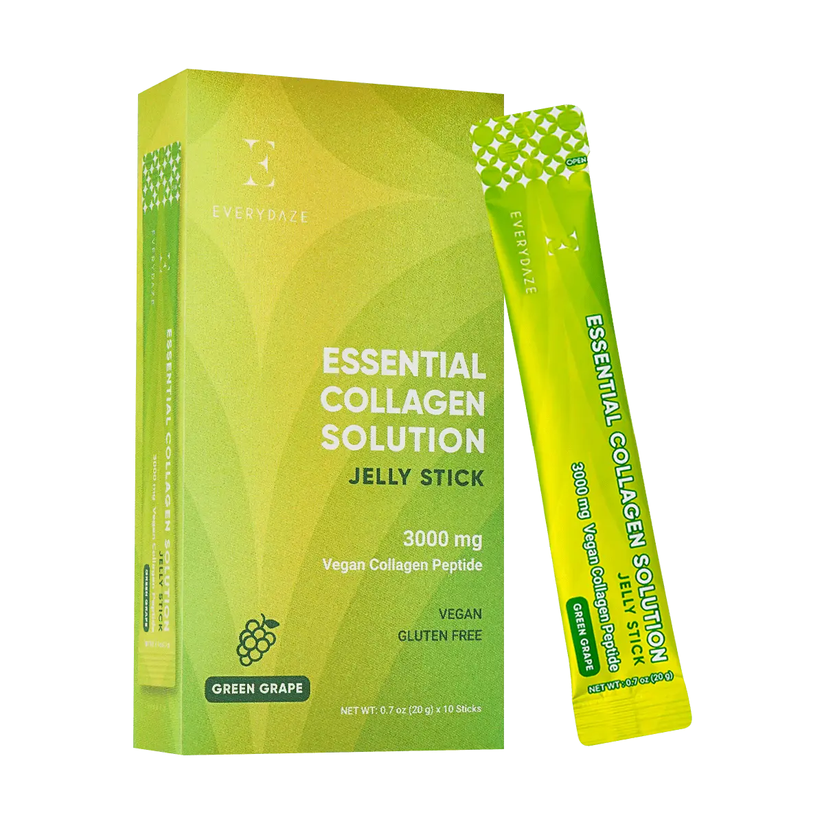 Everydaze Essential Collagen Solution Jelly Stick, Green Grape Flavor, 10 sticks