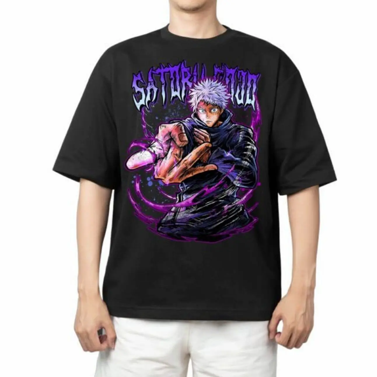 Limited Satoru Gojo Hollow Purple Graphic Merch Domain Expansion Oversize T-shirt Unisex Jujutsu Kaisen Streetwear Top, Heavyweight Cotton Retro Anime Shirt, Gift for Anime Lover, Clothing for fans, Seamless Oversized.