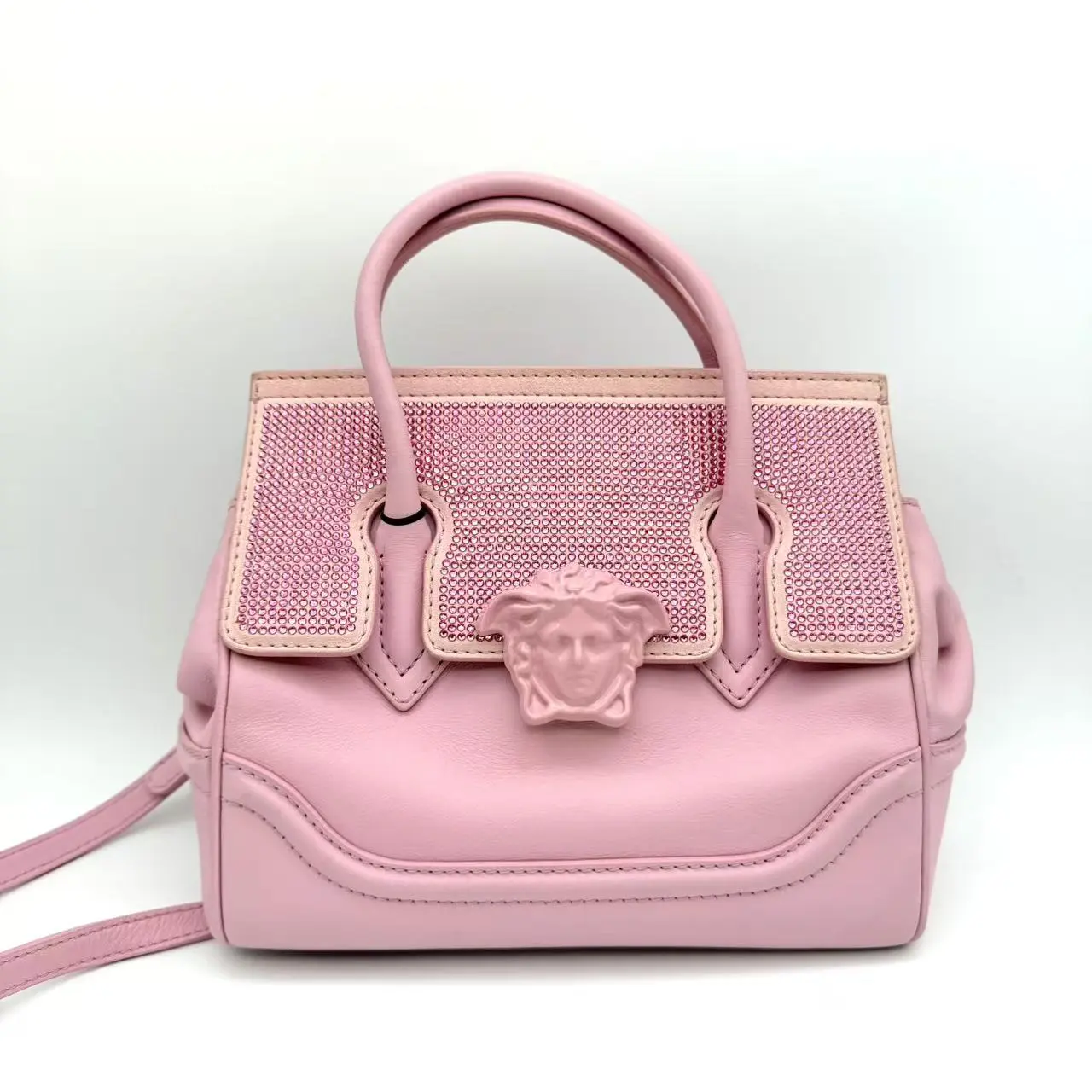 Pre-owned VERSACE RL1 La Medusa Small Handbag with Crystals (Pink) 23827770
