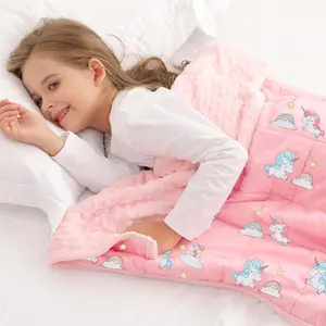 Weighted Blanket  5lb 36"x48", Minky Dots Small Weighted Blanket Cooling, Comfort Breathable Soft Throw Heavy Blanket for Sleeping,  Unicorn