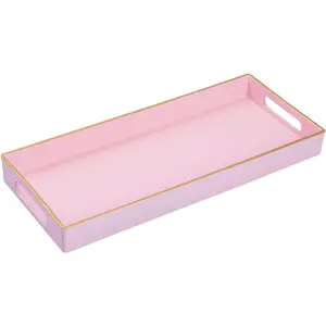 MAONAME Pink Vanity Tray, Bathroom Counter Tray, Decorative Trays with Handles, Storage Dresser Trays Organizer for Perfume, Jewelry, Makeup, 13.8" x 6" x 1.57"