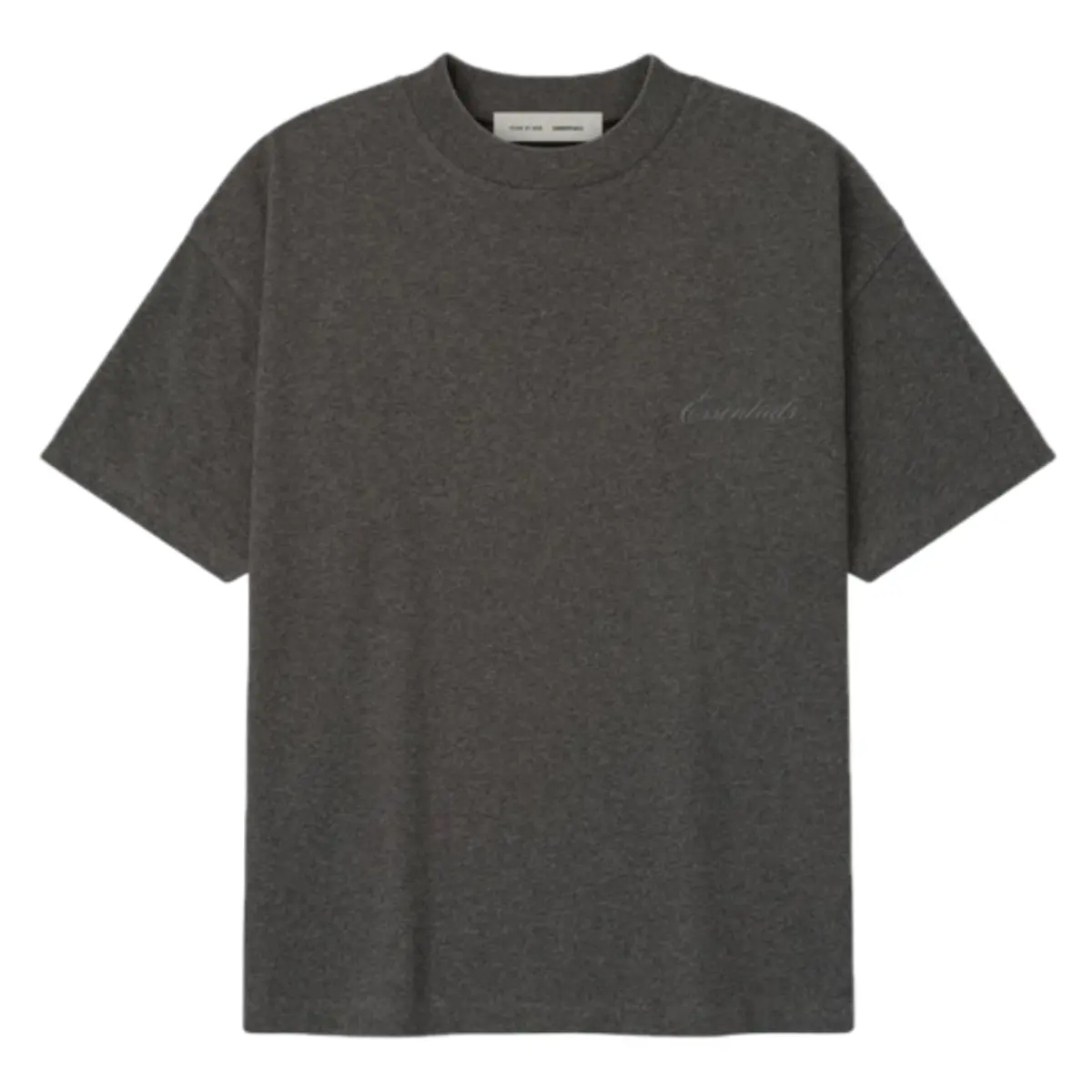 Fear of God Essentials Embroidered Classic Short Sleeve Tee Charcoal Heather Men's Fashion Tops New
