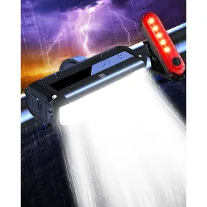 Bright Bike Light for Night Riding, 9000 Lumen Bicycle Light High Beam Low Beam, USB Rechargeable Bicycle Headlight Set, Waterproof Bike Headlight and Taillight for Adult Kid Mountain