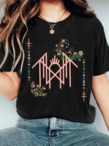 Sleep Token Floral Sigil T-shirt – Soft Gothic Romance Aesthetic , Mystic Pink Logo , Magick Runes , Unisex Fit , Perfect for Alt Fashion Lovers Top Cotton Womenswear