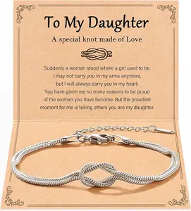 Love Knot Daughter Bracelet, Daughter Birthday Valentines Mothers Day Christmas Jewelry Gifts for Women Teens Adults