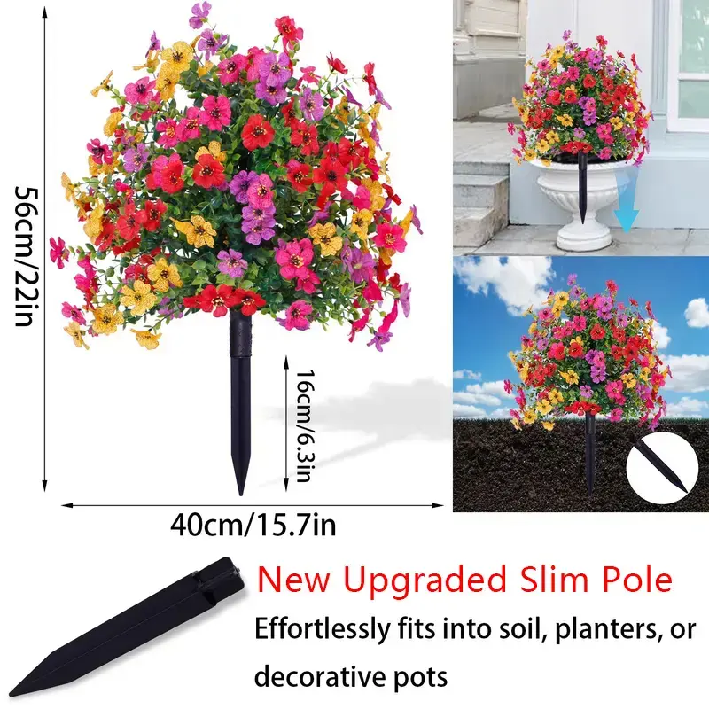 Artificial Flowers for Outdoor Indoor Garden HomeDecoration, Plastic Vibrant Faux Flowers, Faux FlowerDaisy with Eucalyptus Leaves Fake Plants GreeneryBoxwood Porch Patio Summervibes