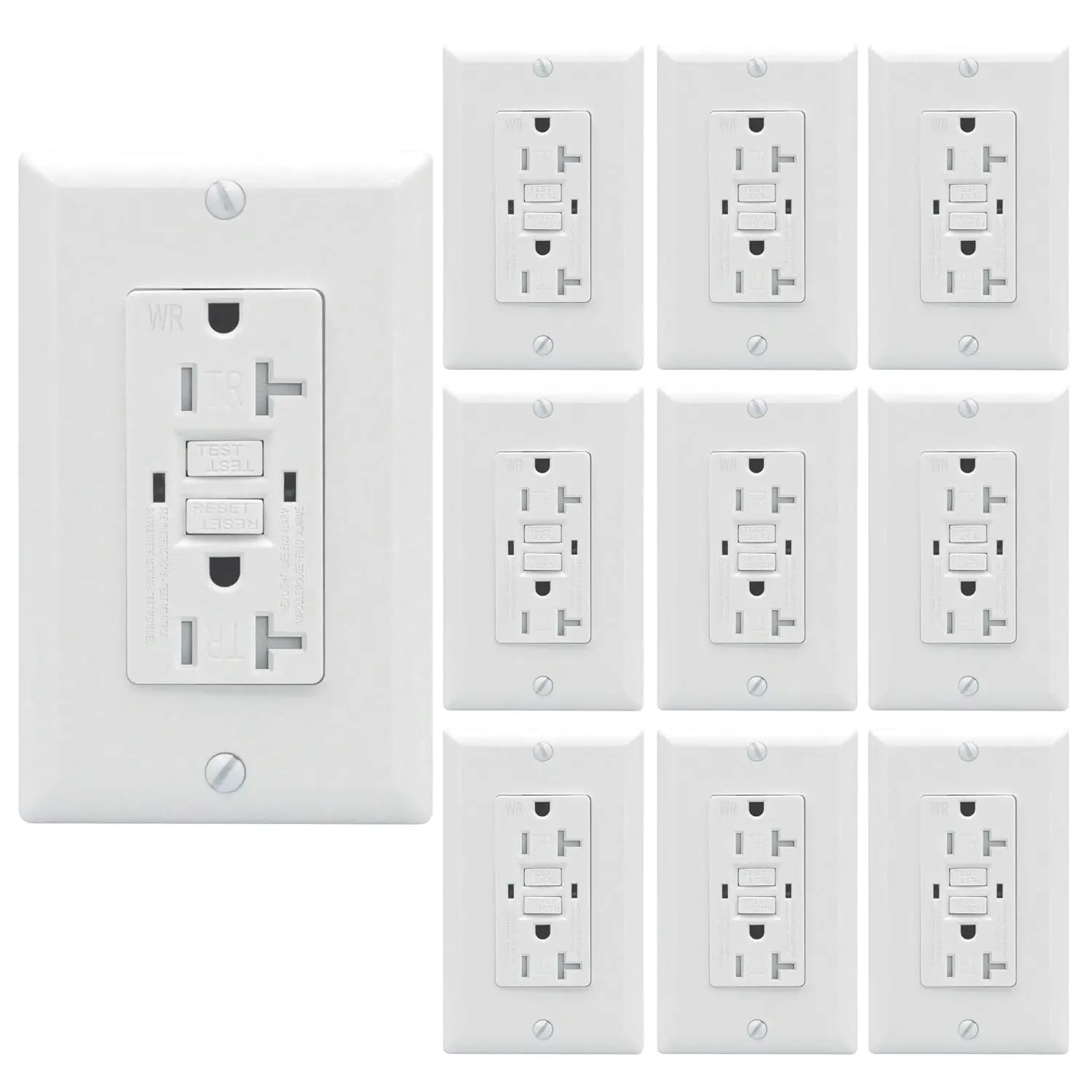DECORA GFCI Outlet 15A 120V Self-Test Tamper-Resistant Weather-Resistant (10 Pack)