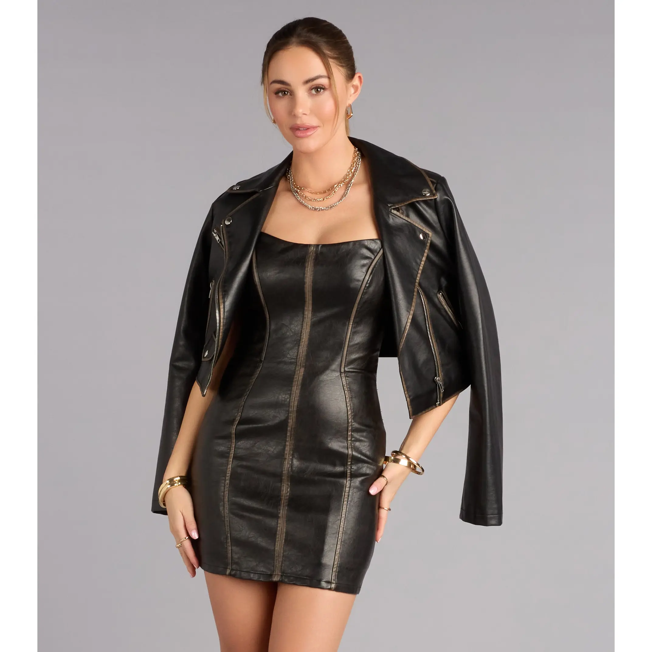 Arlowe Faux Leather Bodycon Dress - TikTok Shop Arlowe Faux Leather Bodycon Dress - TikTok Shop