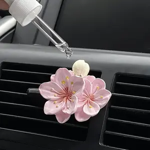 Peony Flower Car Air Freshener Set - Glossy End, Refreshing Scent Vent Clip, Designed for Automotive Interior Additions