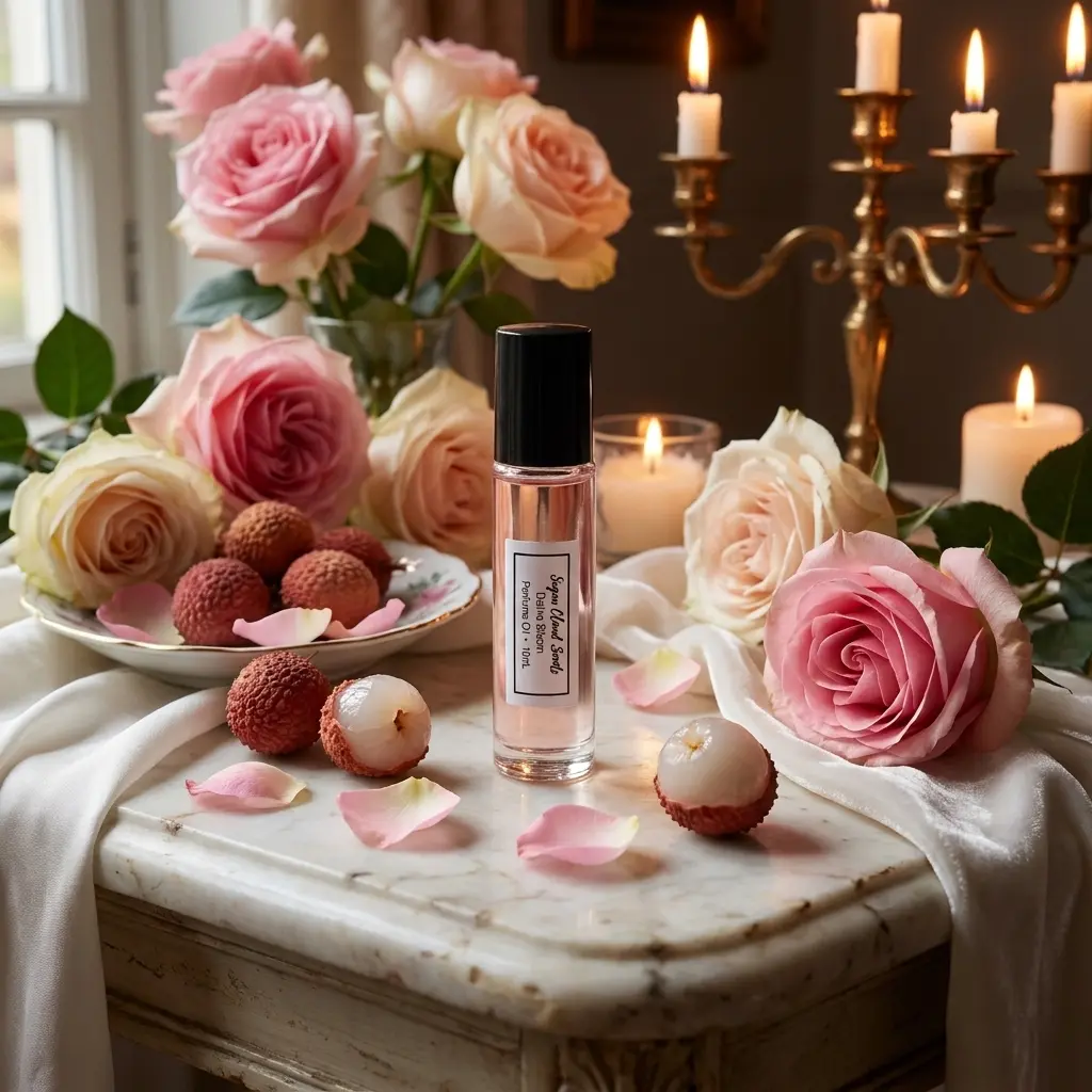 Delina Bloom – Designer-Inspired Body & Perfume Oil | Lychee + Turkish Rose | 10mL Roll-On