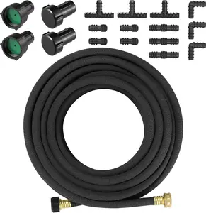50ft 1/2" Heavy-Duty Soaker Hose Kit with Solid Brass Connectors  Durable Rubber Drip Hose for Efficient Garden, Lawn, and Yard Irrigation, Saves 70% Water