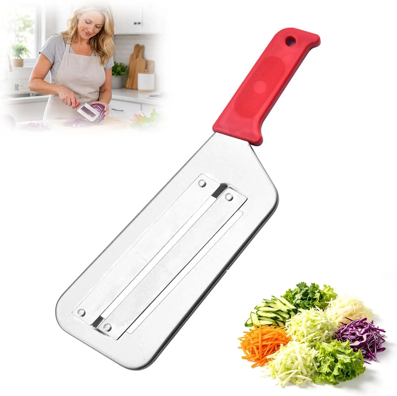 Stainless Steel Shredder Knife Red Cabbage Shredder for Coleslaw, Kitchen Lettuce Chopper for Cabbage Cutter Vegetable Slicer Shredders, 1 PCS