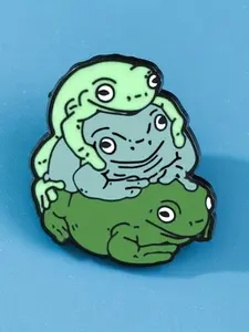 Creative Frog Family Brooch Design Metal Badge Student Gift Pin Book Bag Decoration Lapel Pin Durable Metal Pins
