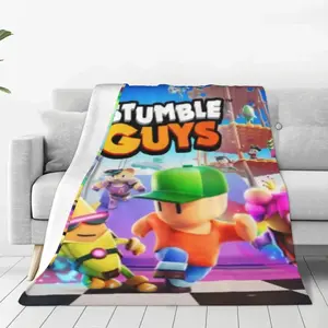 Stumble Guys themed printed flannel blanket, suitable for all seasons, suitable for bed, sofa, travel, Halloween decoration, birthday gift