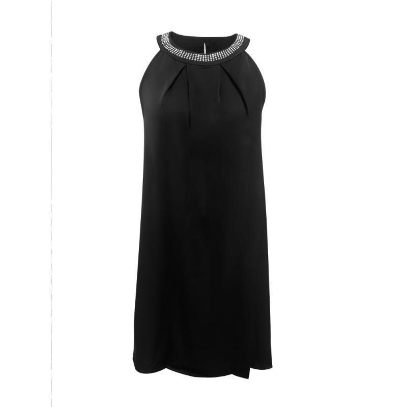 Tucked Sleeveless Dress, Casual Crew Neck Summer Solid Dress, Women's Clothing Elegant Loose Midi Flowery Backless Mini white  dress  girl