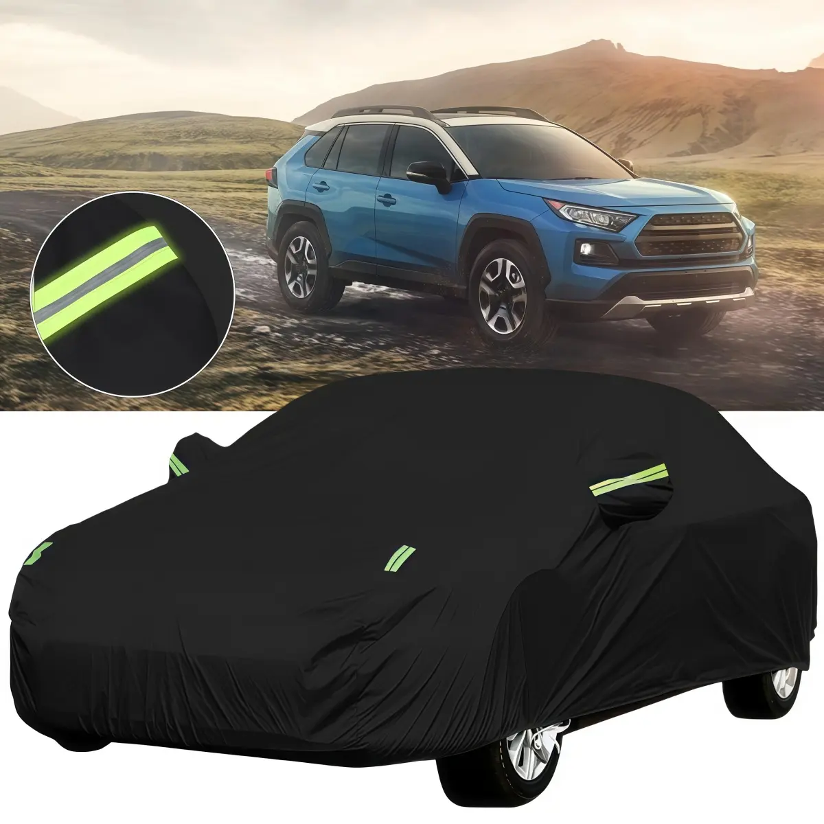 6-Layer Heavy Duty Durable All Season Car Cover for Toyota RAV4 SUV, Waterproof Exterior Protection for Indoor & Outdoor Use Against Sun, UV Rays, Rain, Dust, Car Covers for Automobiles, All Season Cover