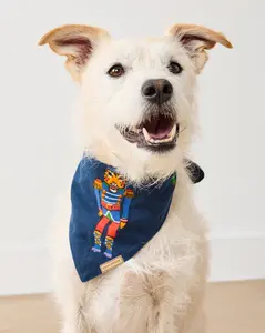 Leopard Nutcrackers - Midweight Flannel Pet Bandana - Navy