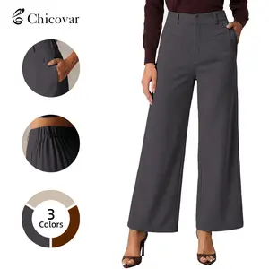 Chicovar Women's Lightweight Corduroy Pants, High-Waisted, Wide-Leg Pants, Casual Trousers with Side Pockets & All-Season Comfort