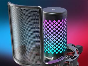 ZealSound USB RGB Microphone for iPhone iPad Phone PC,RGB Gaming Microphone with Full Metal,Mute,Pop Filter,Gain for Podcasting,Streaming,YouTube,Voice Over