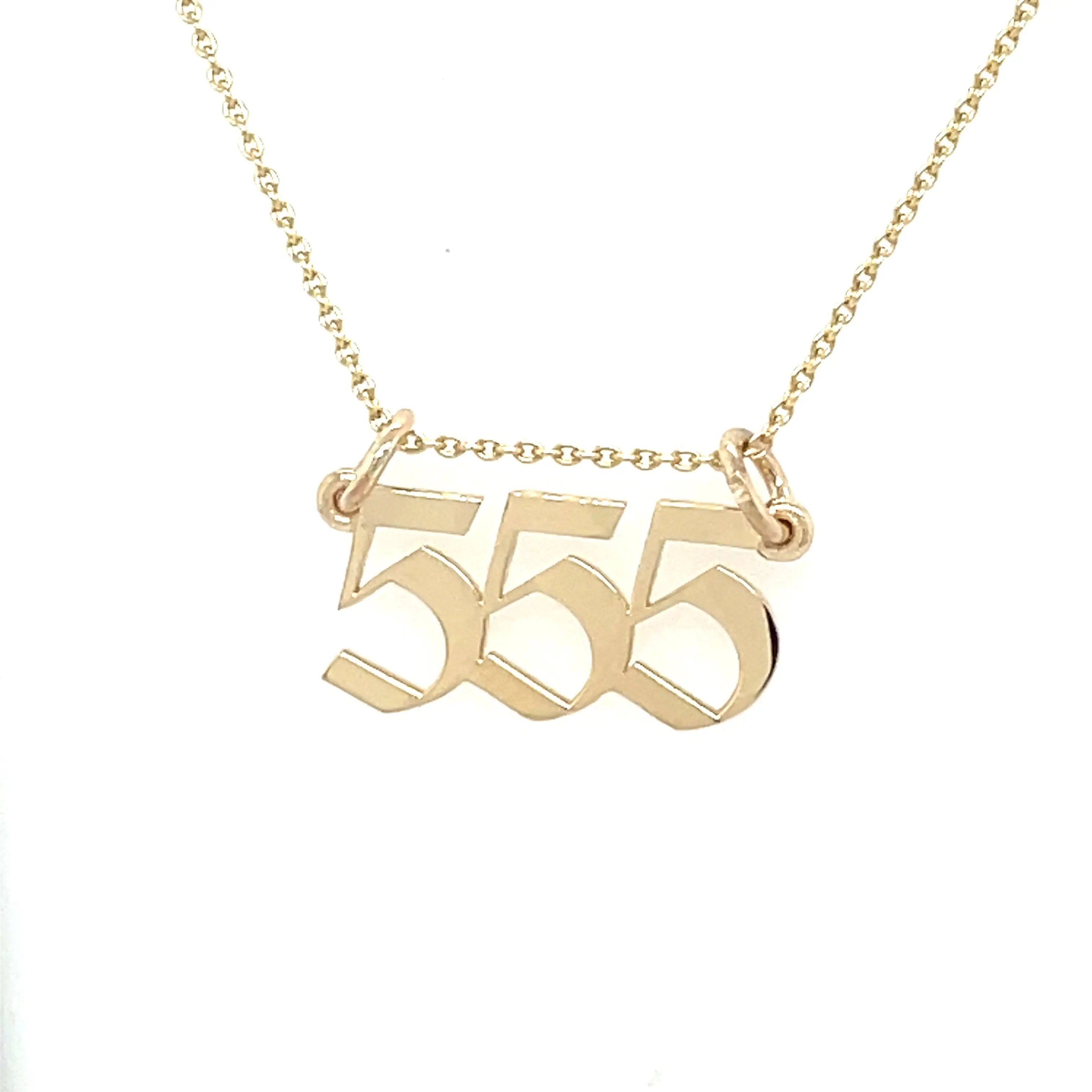14k Yellow Gold Angel Number 555 Necklace | 18