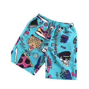 Quick-drying beach pants five-point pants printed seaside flower underpants