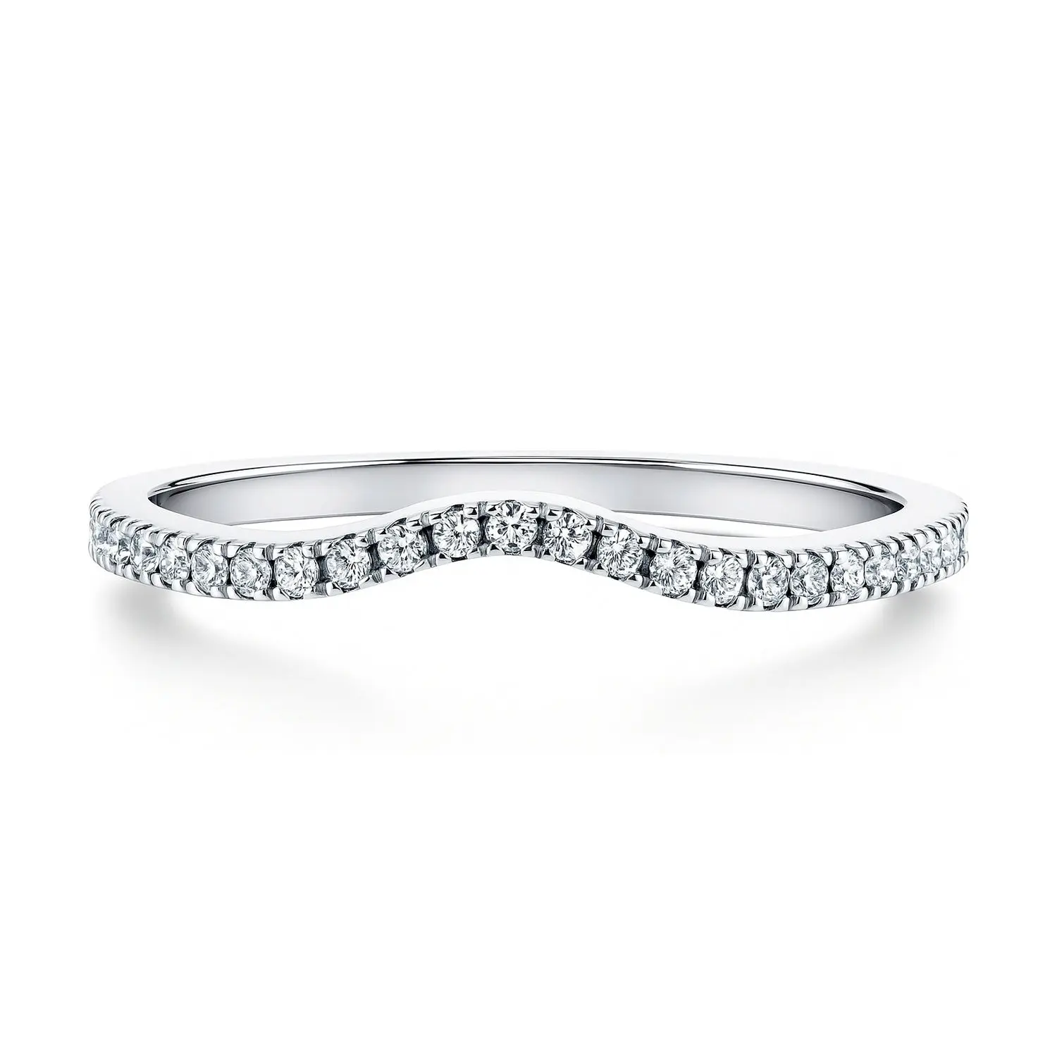 BERRICLE Sterling Silver Wishbone Rings Stackable Curved Half Eternity Band Ring for Women, Micro Pave Set Round Cut Cubic Zirconia CZ