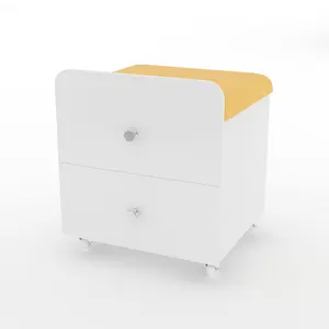 Vanity Stool with Storage, Storage Ottoman with Lockable Wheels & Drawer, Upholstered Makeup Chair for Makeup Room, Living Room, Bedroom