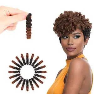 5 Packs 10 Inch Short Crochet Hair Braiding 8MM Curly Crochet Braids Synthetic Hair Extensions for Women DIY Mohawk Afro Braided Hairstyle (Black to Brown #1B/30)
