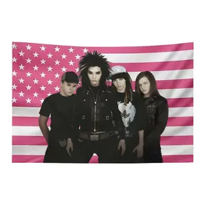 1Pc Tokyo Hotel Themed Pink American Flag Unisex Band Tapestry Banner, Minimalist & Stylish Design, Decorative Background for Room, Wall & Bedroom