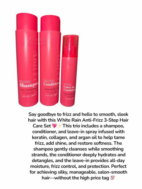 3-pc volumizing/frizz white rain shampoo,conditioner, and leave-in Set for Haircare