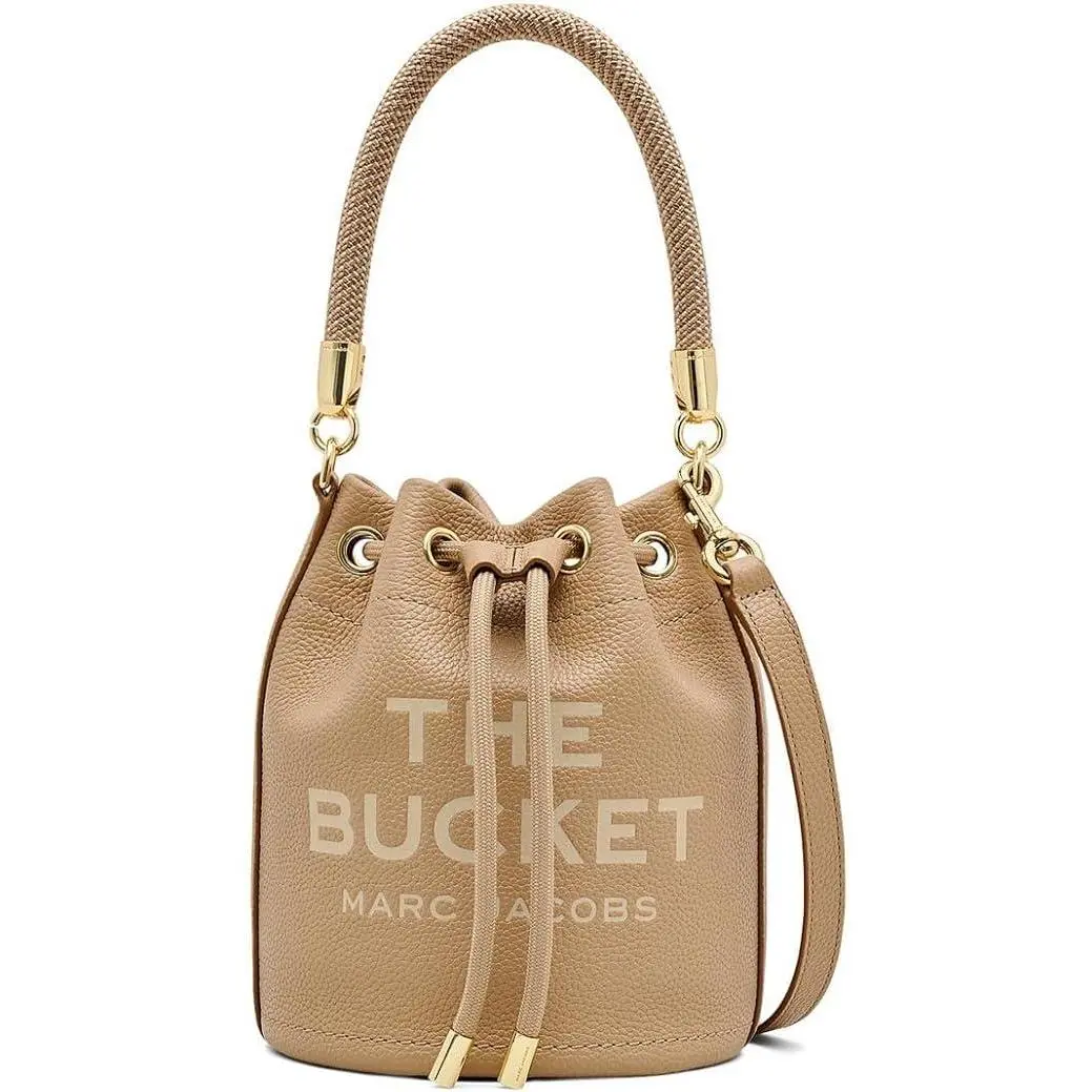 Women's Handbag, Marc Jacobs The Bucket Bag - Full Grain Leather, Bucket Shape, Crossbody Strap, Metal Hardware, Secure Drawstring, Camel/Tan H652L01PF22-230
