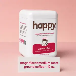 Happy magnificent medium roast ground coffee 12 oz - Responsibly sourced, Slow Roasted, with notes of berries and optimism