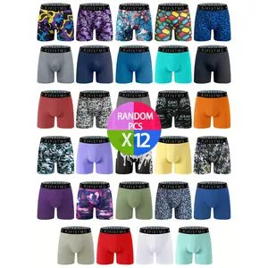 12-Pack Men'S Boxer Briefs - Soft Breathable Quick-Dry Underwear with Multi-Color Solid & Print Styles, Elastic Comfort Fit, Cooling Sensation & Moisture-Wicking - Bulk Pack for Daily Wear, Gym, Travel - Ideal Gift for Men (Assorted Colors) Menswear Socks