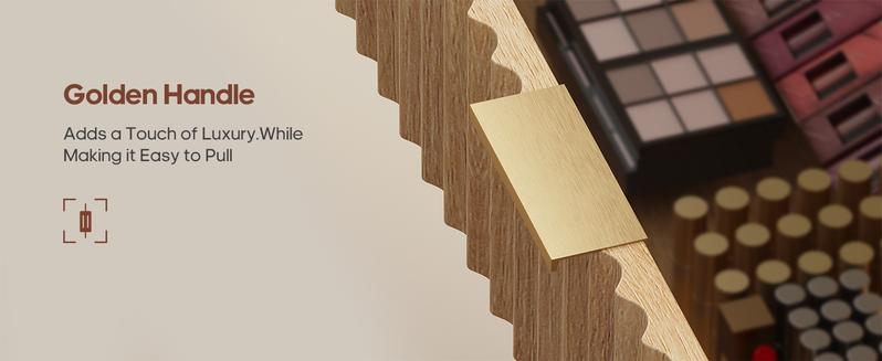 Sikaic 51.2 Inches Fluted Makeup Vanity with Mirror and Lights Modern Wood Dresser