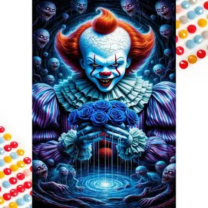 5D DIY full drill round diamond painting - diamond painting kit Clown, Blue Rose. Mosaic canvas DIY wall art, home wall decoration, Handcraft.