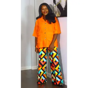 Ayo linen and ankara two piece set for women