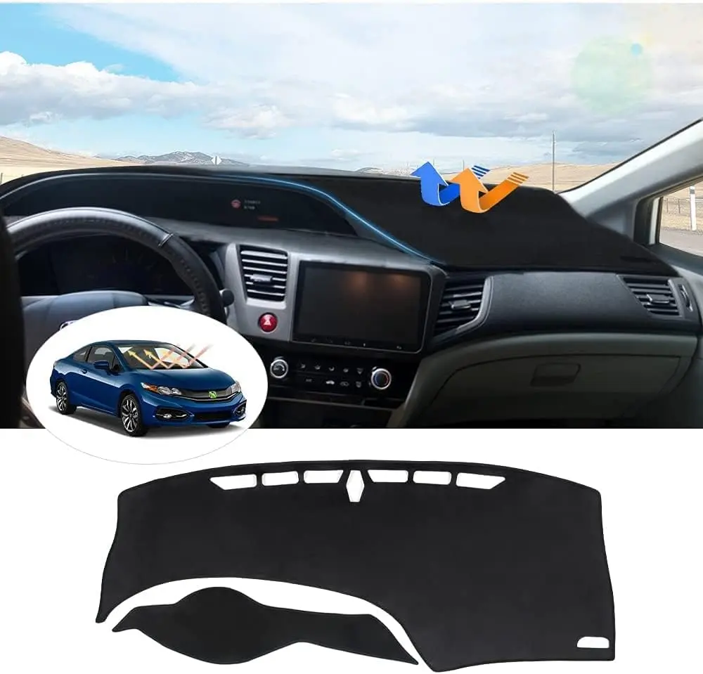 KUST Custom Fit Automotive Dashboard Cover for Honda Civic 2012-2015, Non-Slip Carpet Mat, Sunshield Protector, Car Accessories Interior